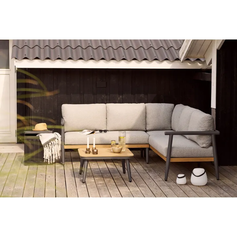 House Nordic Comillas Hjørne Loungesæt Aluminium Grå/beige- Hjørnesofa og Sofabord inkl. Hynder