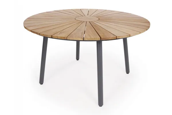 DaneLine Eva Teak Havebord - Ø130 cm - Grå