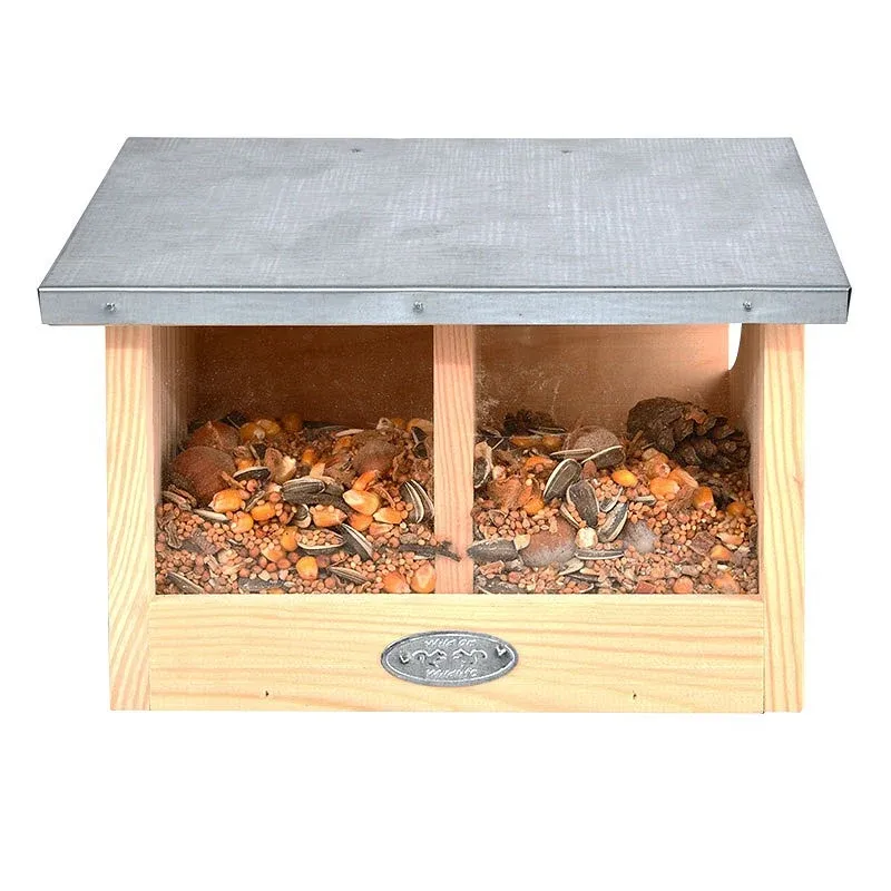 Garden Life - Egern Foderhus Dobbelt  -  FSC Træ med Zinktag  -  25,3x17,5x18,3 cm