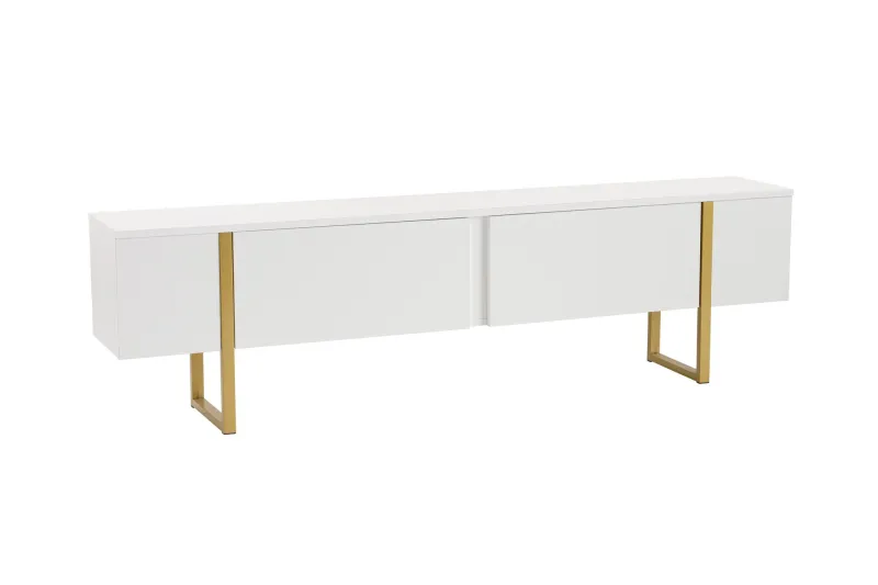 NORDVÄRK Serenity TV-bord, m. 2 låger - hvid melamin og guld (180x29,5)