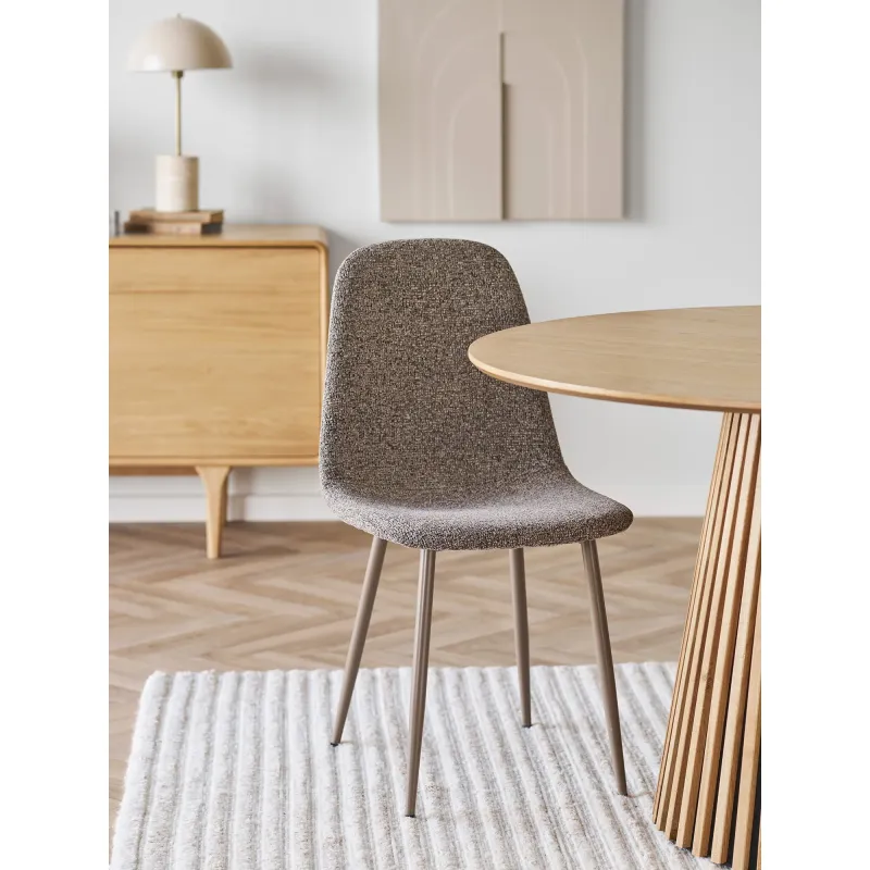 House Nordic - Stockholm spisebordsstol lysebrun med metalben  -  Sæt af 2 stk.