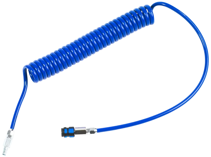 PUR spiralslange blå 6,5/10mm×5/4m, 1625 fittings