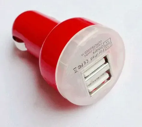 Dual USB Billader 2.1A til iPhone, iPad & Android  -  Rød