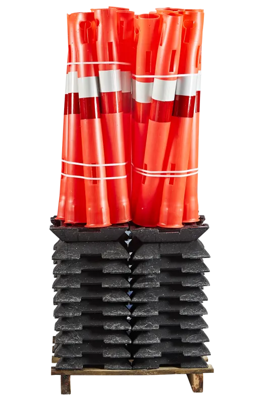 Afspærringscylinder+fod (Recycled/Danfod), PLL m 80 sæt, rød/hvid