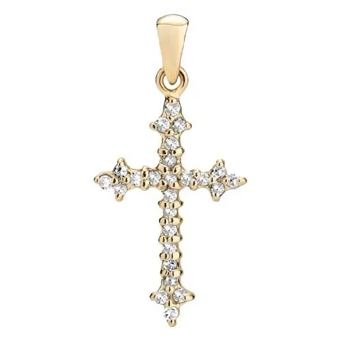 Kors i 8 kt. Guld med Diamanter 0,10 - 10 x 20 mm