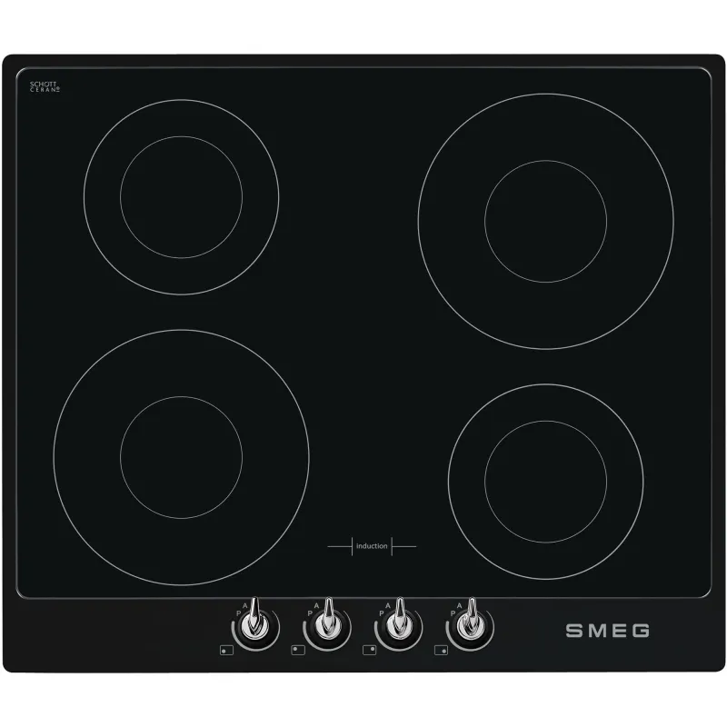 Smeg 60cm Victoria Induktionskogeplade m. Ramme, Sort