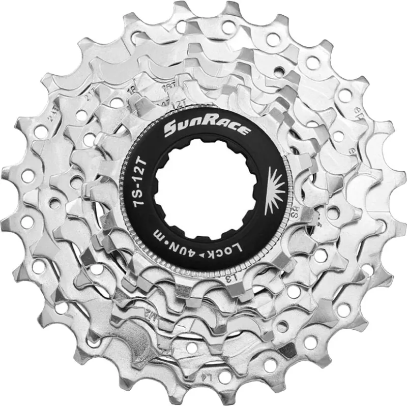 Sunrace CSR63 Kassette 7 speed 12-24T Road Nikkel