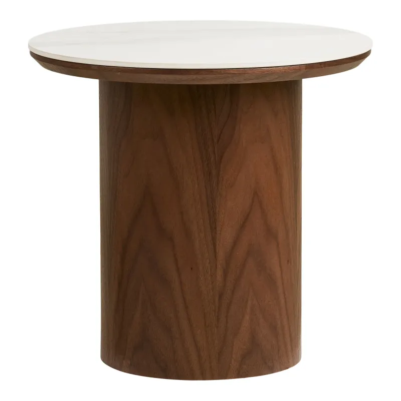 House Nordic - Noli Hjørnebord, Keramisk Bordplade, askefiner - Ø40 x 38 cm