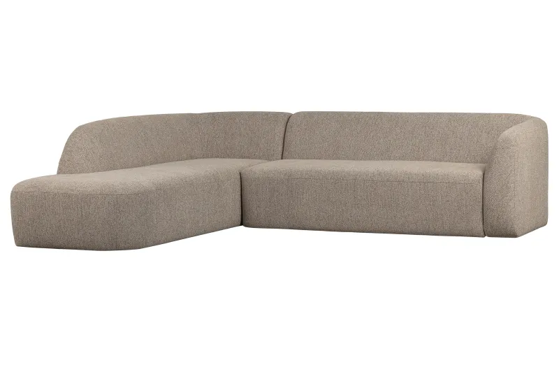 WOOOD Sloping hjørnesofa, venstre - natur melange chenille polyester
