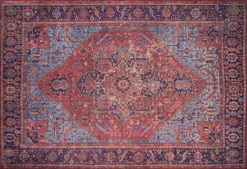 TEPPI Blues gulvtæppe, m. mønster, rektangulær - multifarvet polyester (210x310)