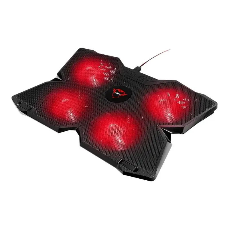 Trust GXT 278 PC Laptop Cooler med sejt LED lys. 4 blæsere og højdejustering. Rød.