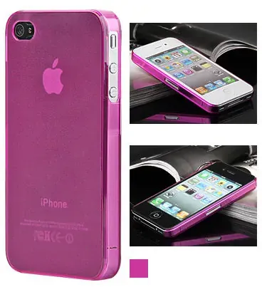iPhone 4 & 4S cover i mat gennemsigtig plastik. Pink.