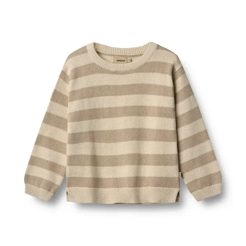 Wheat Morgan Strik Pullover - Beige Stripe - 122