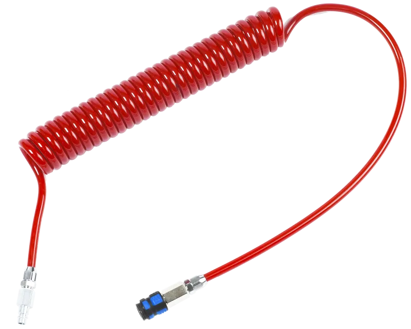 PUR spiralslange rød 5/8mm×5/4m, 1625 fittings