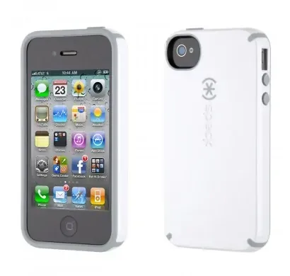 iPhone 4 & 4S SPECK® CandyShell cover. Hvid/Lysegrå.