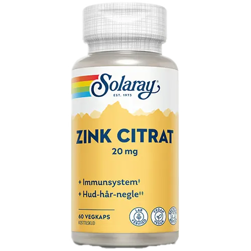Solaray Zink Citrat 20 mg (60 kapsler)