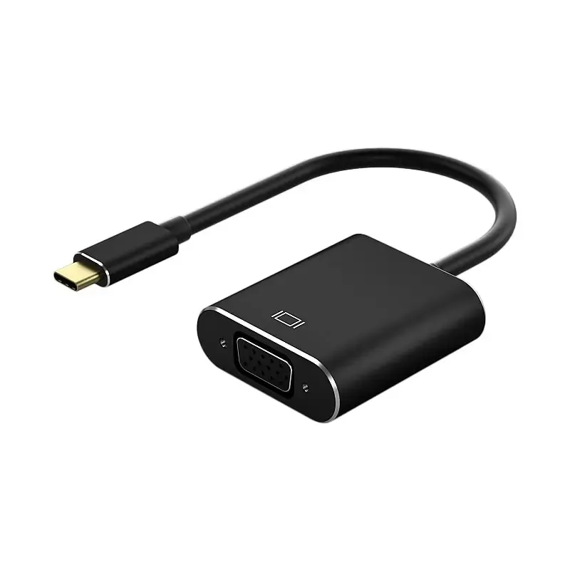 USB-C til VGA adapter. 1920 x 1080p. Sort.