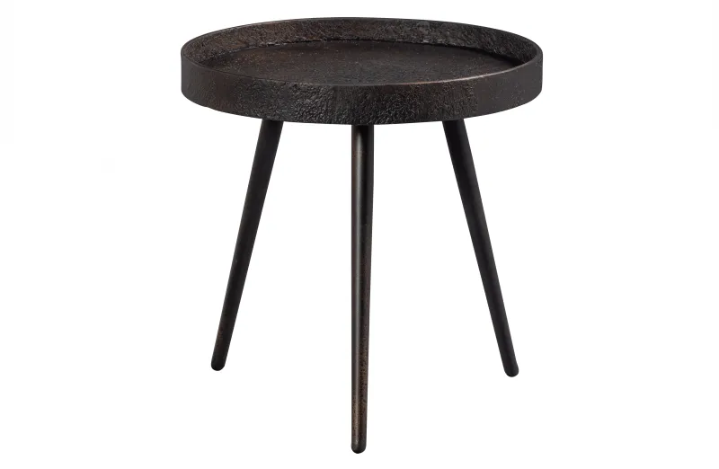 WOOOD Bounds sidebord M, rund - antik guld krydsfinér og metal (Ø41)