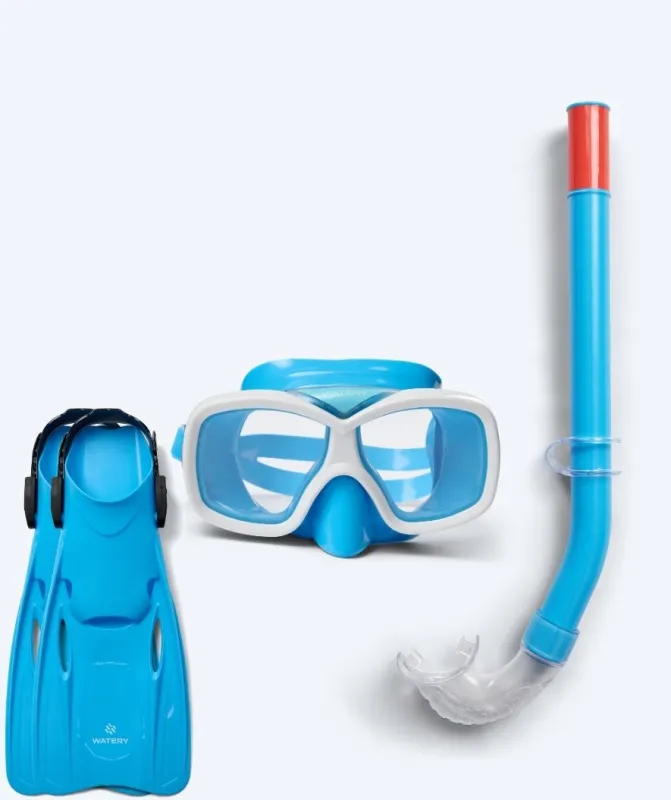 Watery snorkelsæt til junior (8-15) - Misu/Fleetwood - Blå/blå - Snorkelsæt til børn (4-16 år)
