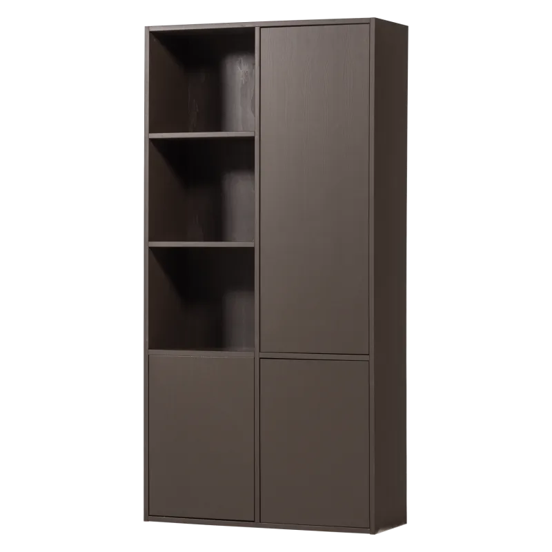 WOOOD Meggy opbevaringsskab, højre, m. 3 låger og 8 hylder - mellembrun fyrretræ (B:108cm)