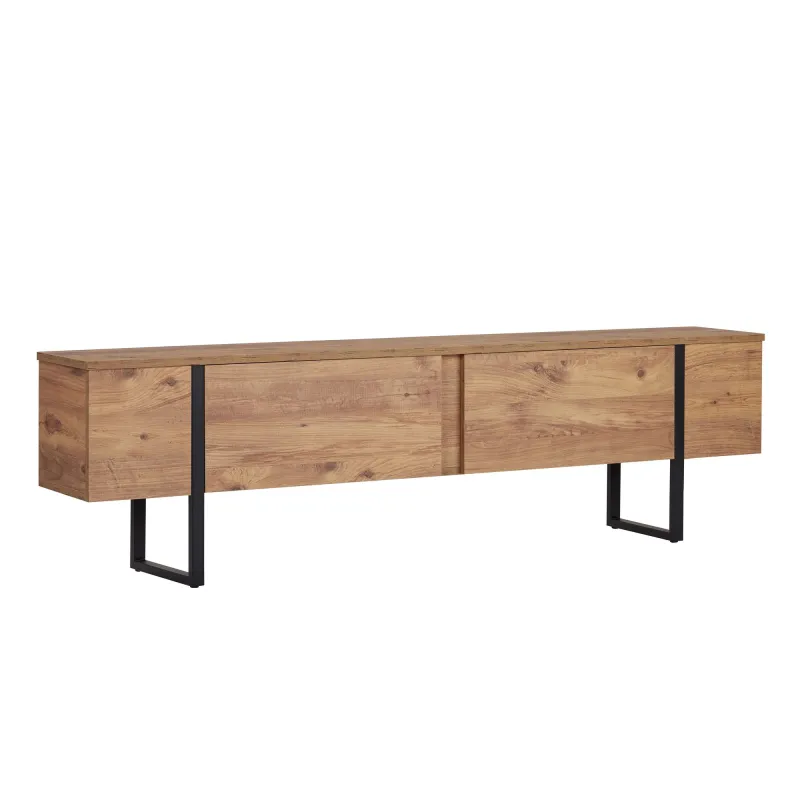FUNZI LIVING Onera TV-bord, m. 2 låger - natur Atlantic Pine melamin og sort (180x30)