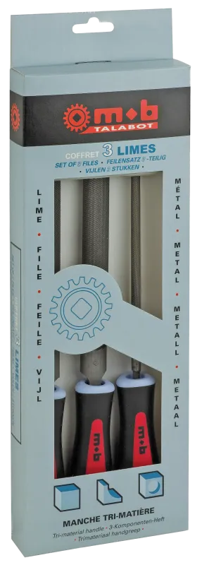 Filesæt flad, halvrund, rund 3 dele