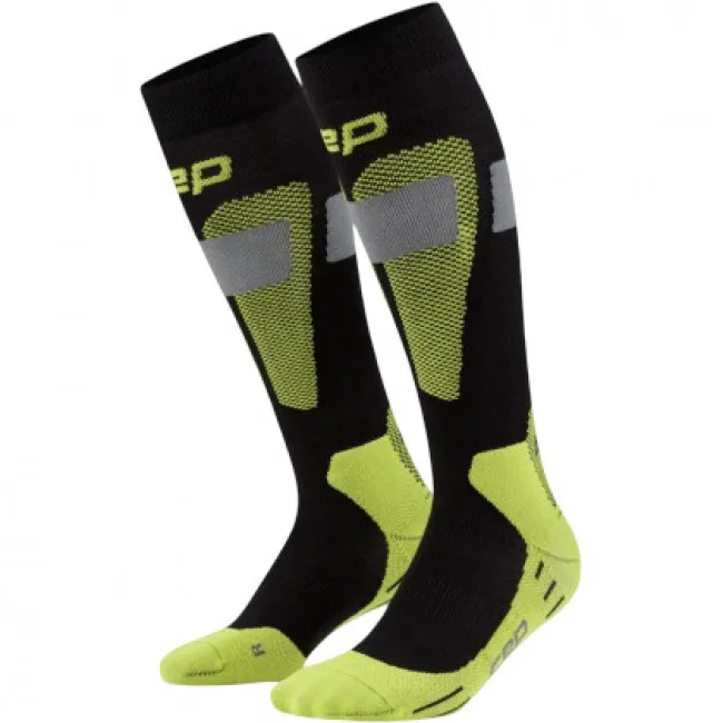 CEP Ski Merino Socks Tall 3.0, skistrømper, dame, sort/gul