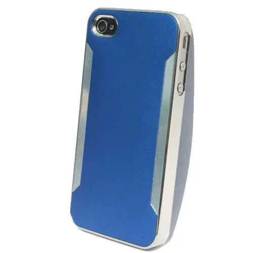Plastik cover til iPhone 4 / 4S i metal-look. Blå.