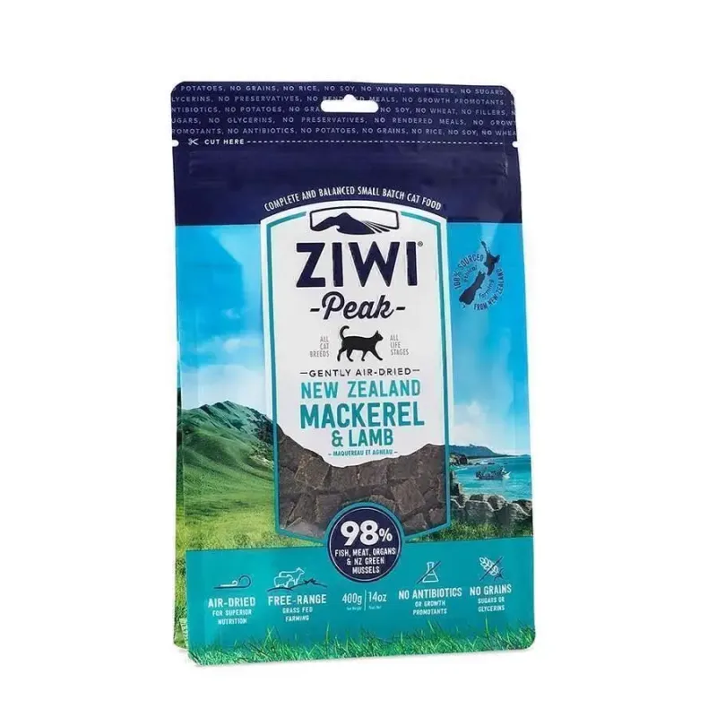 ZiwiPeak Cat Air-Dried Mackerel & Lamb, 400g