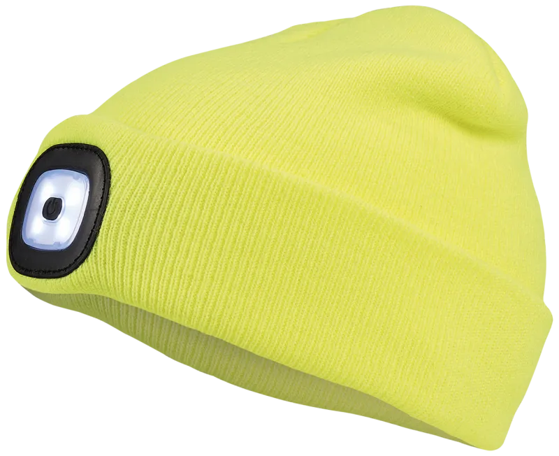 Strikhue m/LED pandelampe, one-size, hi-vis gul