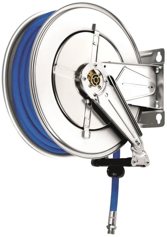 Aut slangeopruller rustfri, 1/2"×15mtr hyg. slange