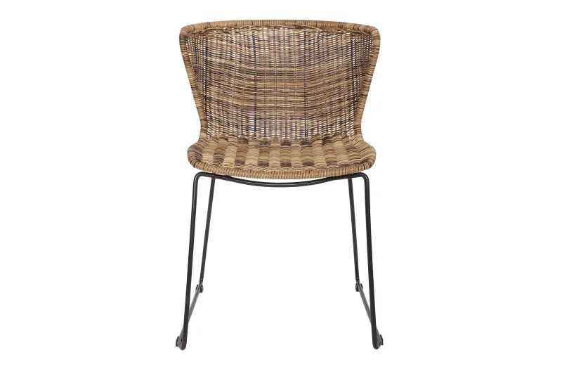 WOOOD Wings spisebordsstol - natur polyesterrattan og sort stål