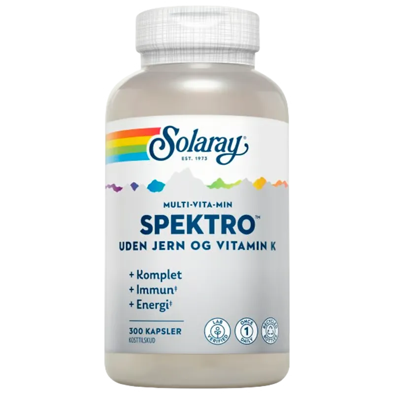 Solaray Spektro Multi-Vita-Min uden jern og vitamin K (300 kapsler)