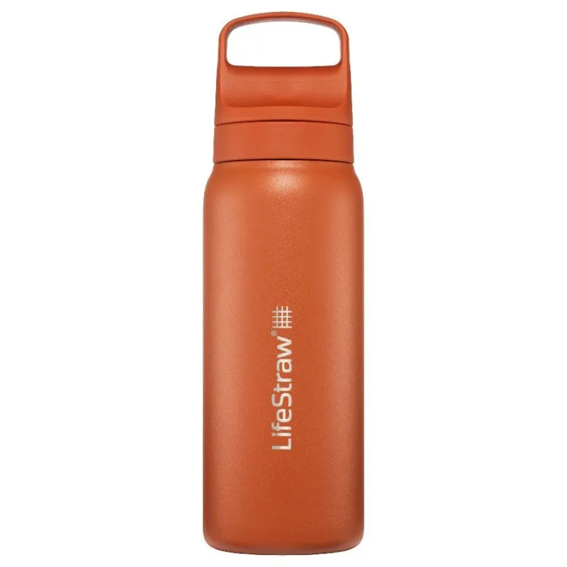 Lifestraw Go 2.0 Stainless Steel Water Filter Bottle, Kyoto Orange, 700 ML, orange
