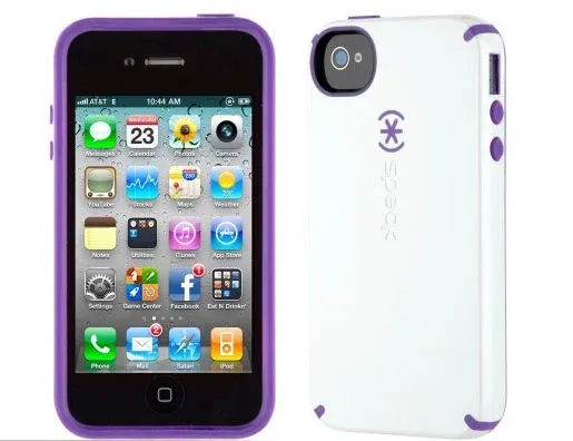 iPhone 4 & 4S SPECK® CandyShell cover. Hvid/Lilla.