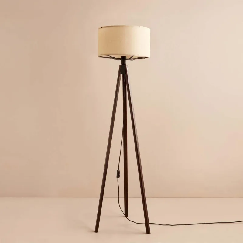 NORDVÄRK AYD-3450 gulvlampe - stof og brun MDF