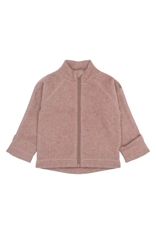 Bomuld Fleece Jakke - Burlwood Melange - 128