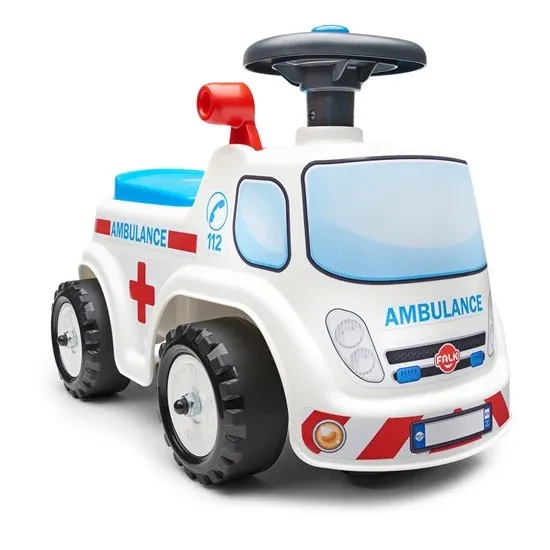 Falk - Ambulance ride-on med opbevaringsrum, rat og horn