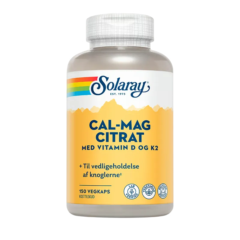 Solaray Cal-Mag Citrat Med Vitamin D og K2 (150 kap)