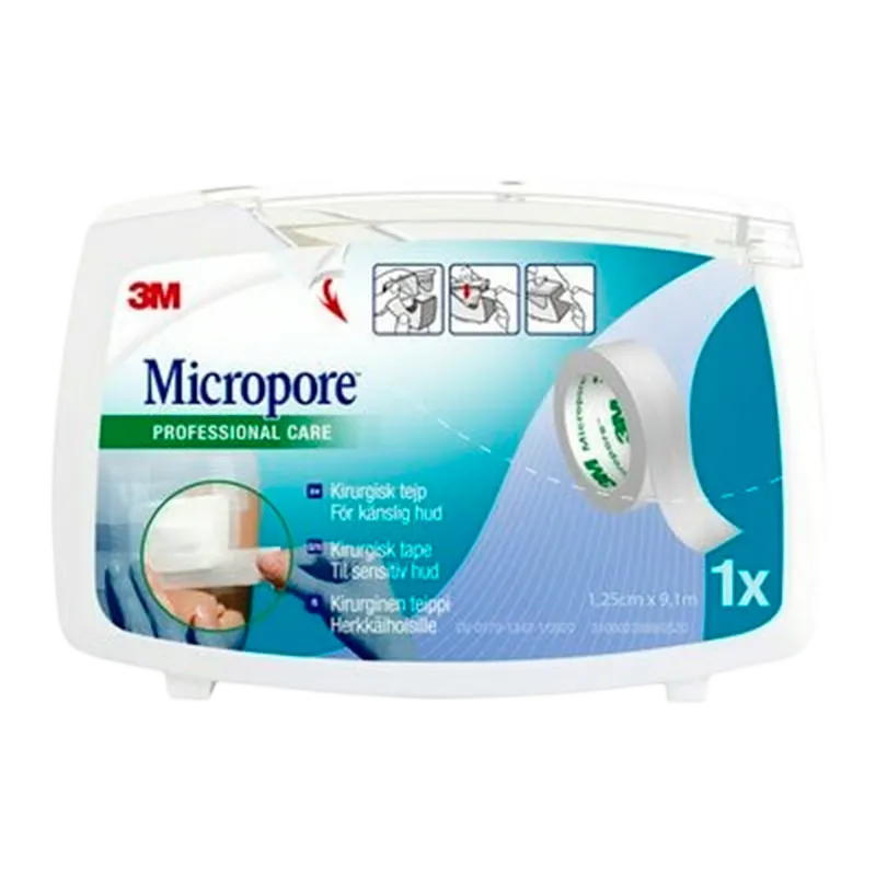 3M Micropore Kirurgisk Tape Hvid 1,25 cm x 9,14 m (1 stk)