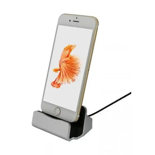 iPhone dock & iPad Mini dock. Flot bordlader. Silver.