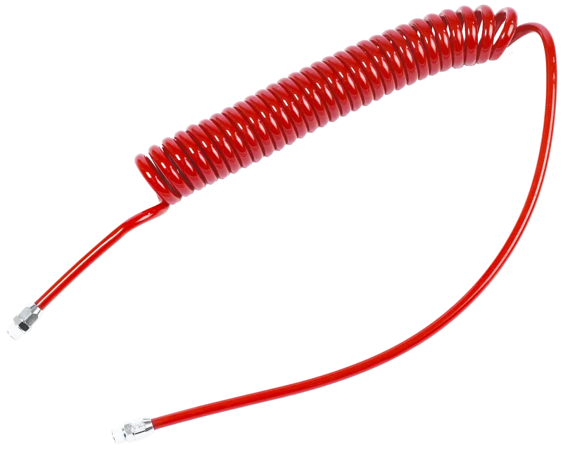 PUR spiralslange rød 5/8mm×7,5/6m, 1/4" fittings