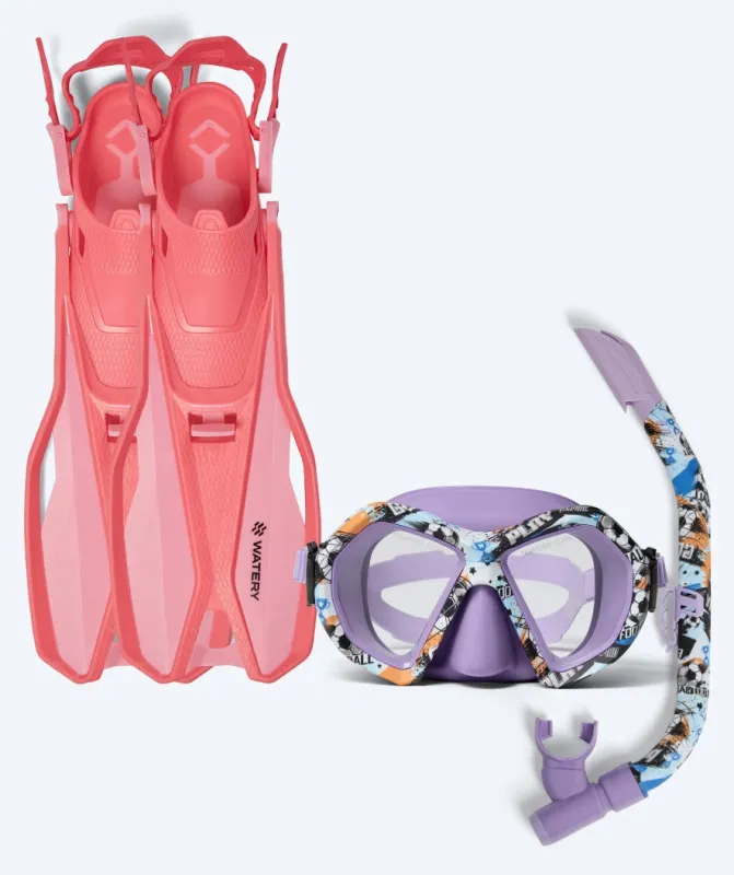 Watery snorkelsæt til junior (8-15) - Sunset/Riku - Lilla/pink - Snorkelsæt til børn (4-16 år)