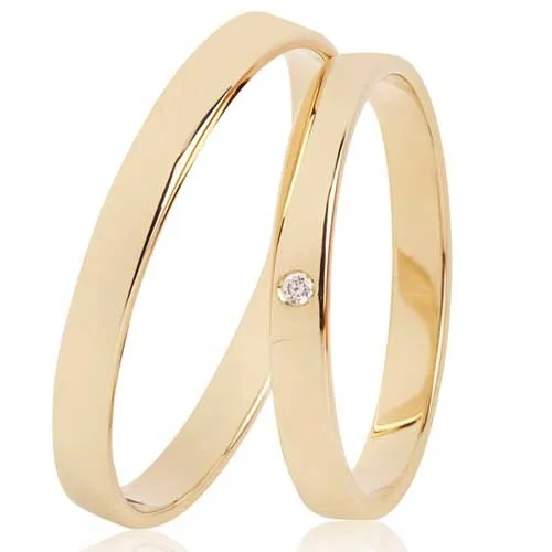 BARTOLI Classic Vielsesringe i 8 kt. Guld med Diamant 0,01 ct. - 2,5 mm