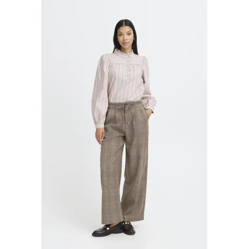 B.Young dame bukser BYXDIYAR - BROWN/BLACK TARTAN