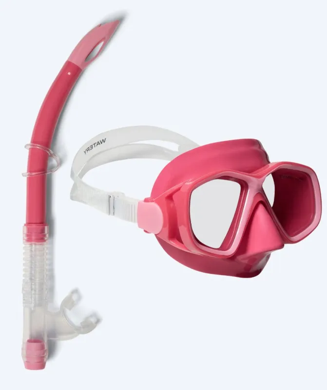 Watery Combo snorkelsæt til børn (4-10) - Tropical - Pink - Snorkelsæt til børn (4-16 år)