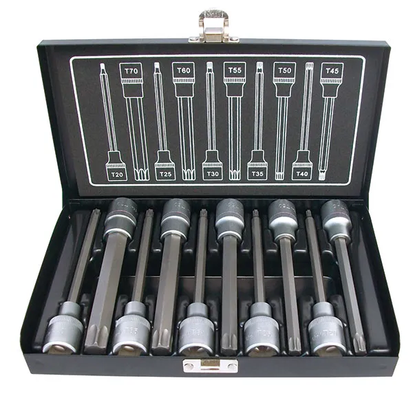 BATO Stifttopsæt lang 1/2" Torx 20-70. 10 dele.
