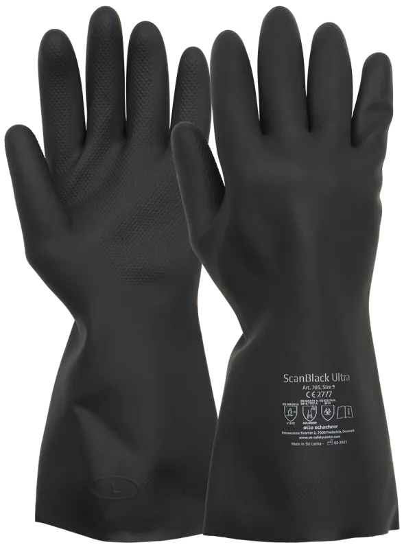 ScanblackUltra gummihandske 30cm sort latex 705-11