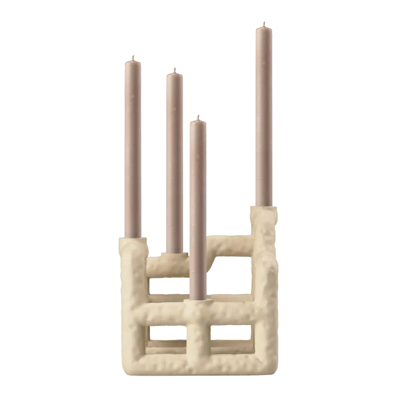 VILLA COLLECTION Lyng lysestage, til 4 kronelys - sand polyresin (21x21)