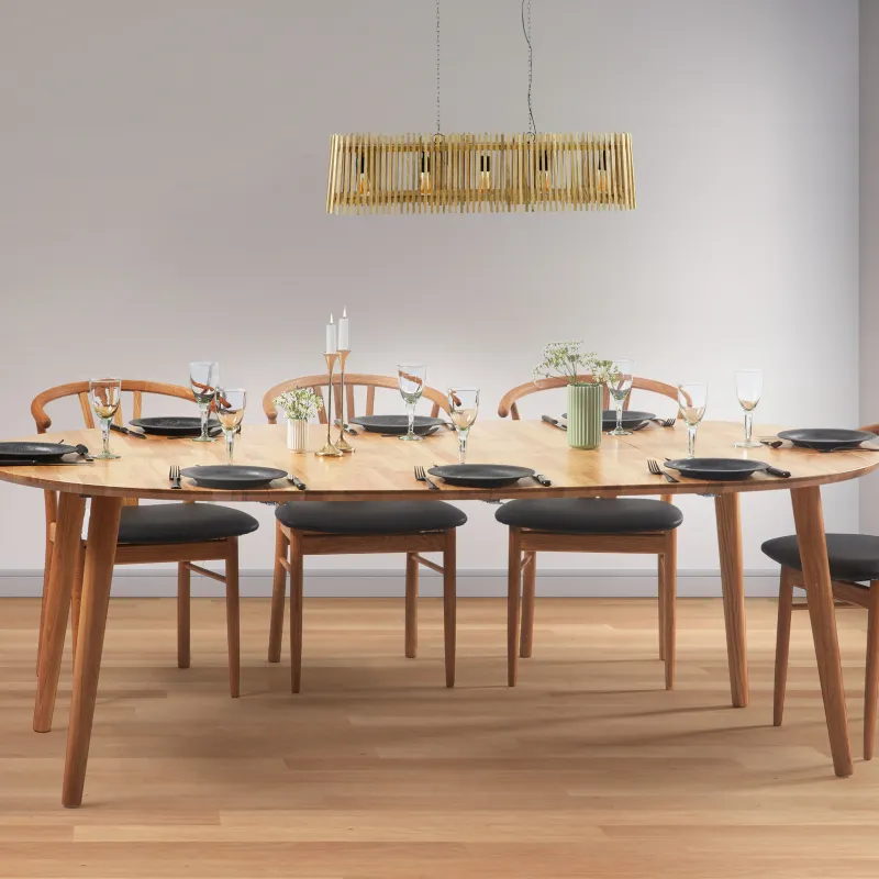 DT 100 - Rundt spisebord ø 90 cm. med 2 tillægsplader i massiv eg